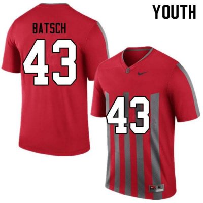 Youth Ohio State Buckeyes #43 Ryan Batsch Throwback Nike NCAA College Football Jersey Limited JWQ2544DU